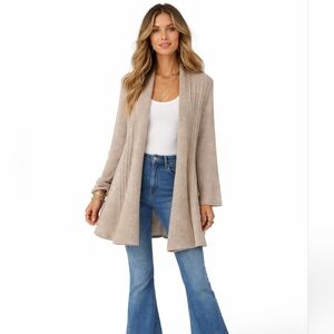 Kim Rogers 1X Plus Open Cardigan Sweater Boho Office Work Cozy Oatmeal